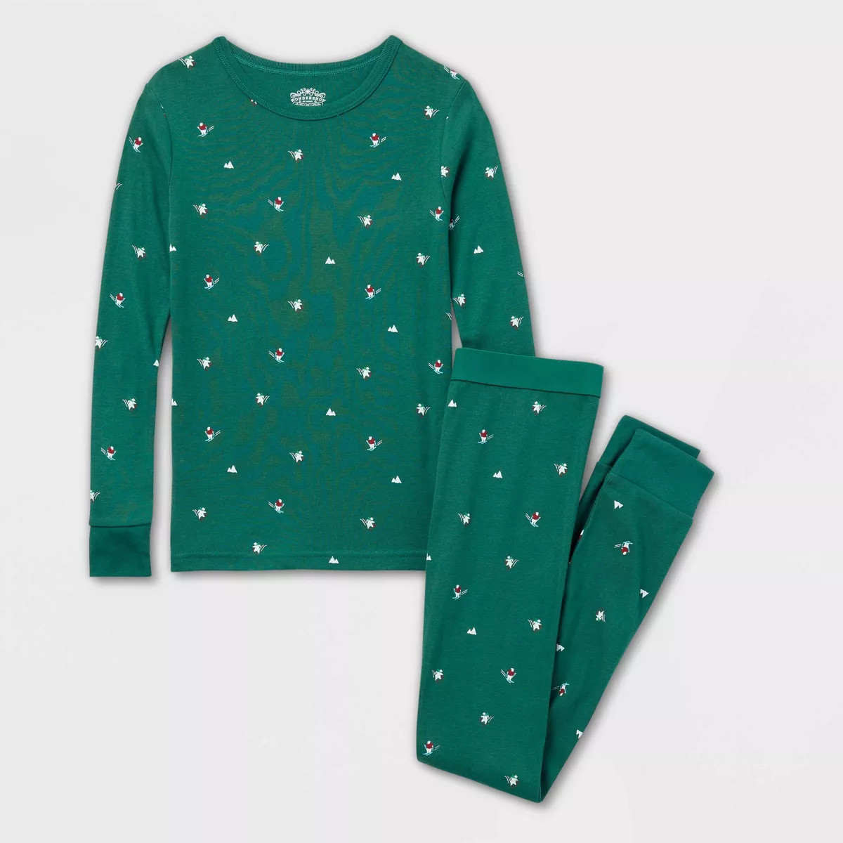 Kids' Polar Bear Print Cotton Ribbed Holiday Matching Family Pajama Set - Wondershop™ Green 4 | Target