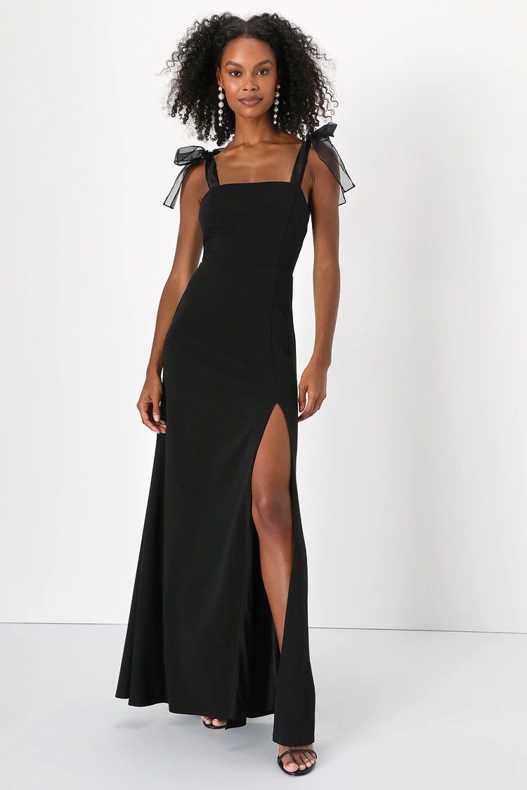 Beloved Elegance Black Tie-Strap Mermaid Maxi Dress | Lulus
