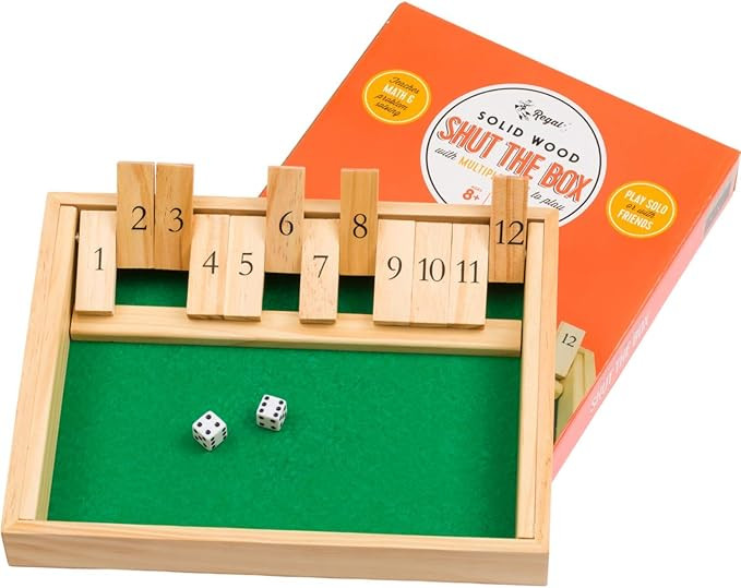 Regal Games Shut The Box - Fun Table Math Game with Wooden Board for Adults & Kids - 12 Spots Dic... | Amazon (US)