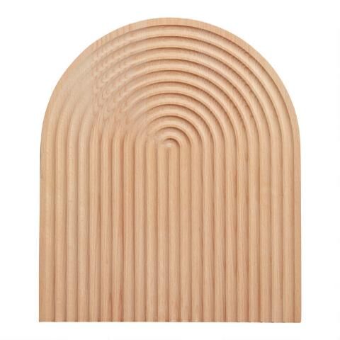 Natural Beech Wood Arch Grooved Serving Board | World Market