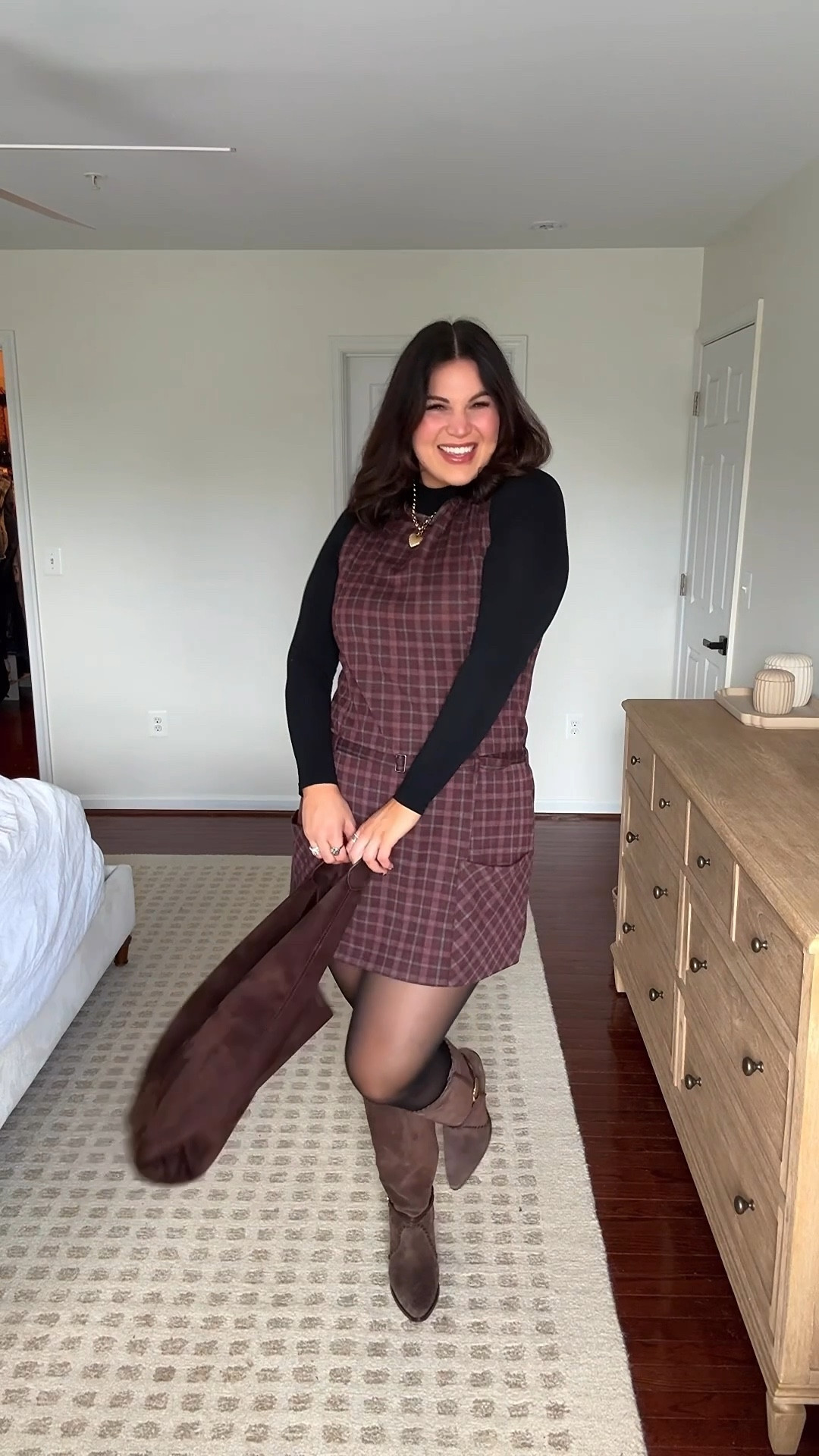 Midsize Thanksgiving outfit! Sooo excited to get started with this years Thanksgiving outfit series! This is something I’ve done for years on my page + it’s literally one of my favs to share! And we are starting off this series strong with this plaid dress! I can’t say 100% yet (since I haven’t finished putting together all the looks) but I have feeling this might be what I wear this year for Thanksgiving 🍁

Sweat suit set beginning of video - top - large / sweatpants - large tall 
Bodysuit - xl
tights - xl
Dress - xl (I sized up for length but I think it fits true to size) 
Boots - 10 wide 



#LTKMidsize #LTKSeasonal #LTKTall