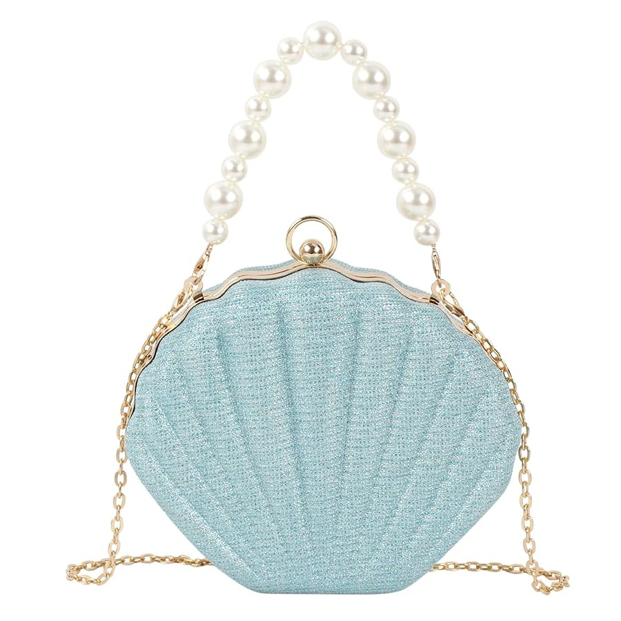 Women Seashell Evening Bag Purse Mermaid Chain Strap Clutch Handbag Shoulder Bag | Amazon (US)