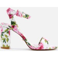Dune Women's Marygold Peony Printed Patent Block Heeled Sandals - White | Allsole (Global)