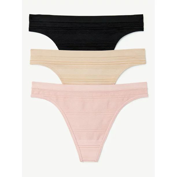 Joyspun Women's Seamless Sheer Stripe Thong Panties, 3-Pack, Sizes to 3XL - Walmart.com | Walmart (US)