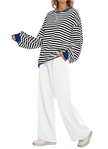 Kikibell Comfy Sets for Women Clothing Womens Clothes Y2K Tops Athleisure Women Women's Pants Black White XL | Amazon (US)