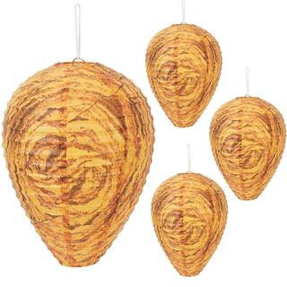 Outdoor Hanging Paper Wasp Nest Trap Decoy Stay Away from Wasps, Hornets 4-Pack | The Home Depot