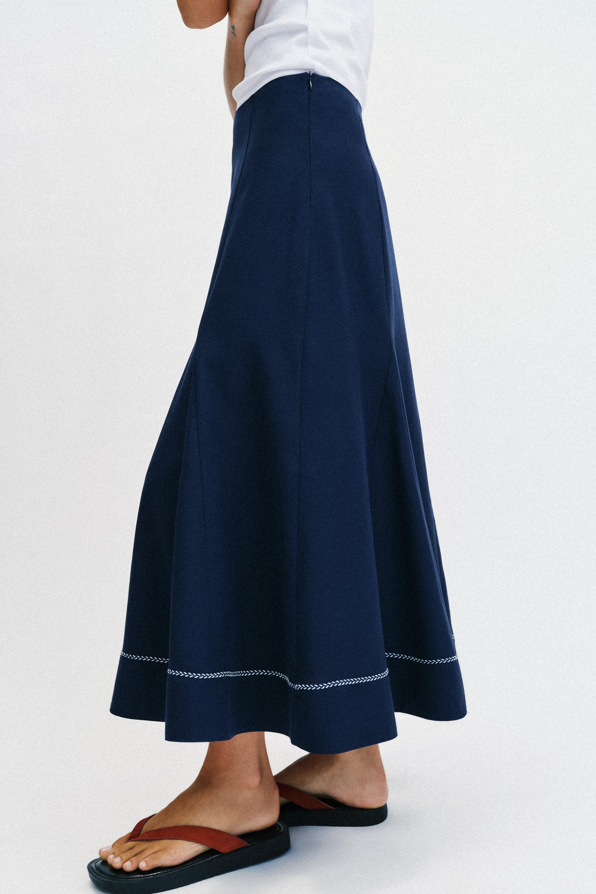 EMBROIDERED A-LINE MIDI SKIRT | Zara US