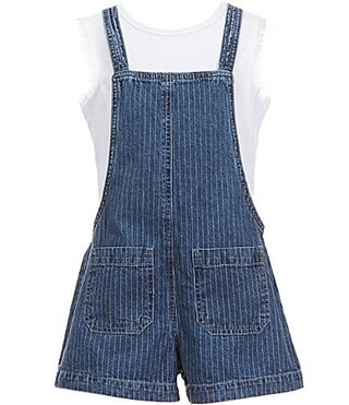 Hippie Girl Big Girls Denim Stripe Romper - 8 | Dillard's