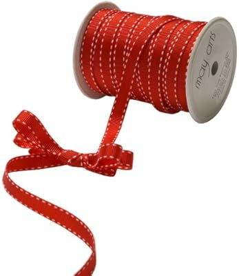 May Arts 3/8-Inch Wide Ribbon, Red Grosgrain | Amazon (US)