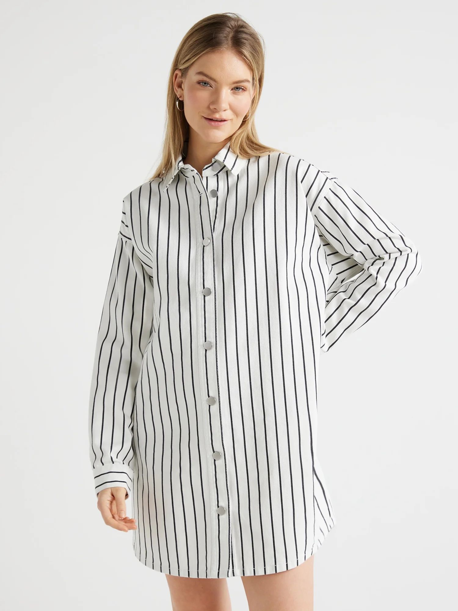 Scoop Women's Denim Shirt Dress, Sizes XS-XXL - Walmart.com | Walmart (US)