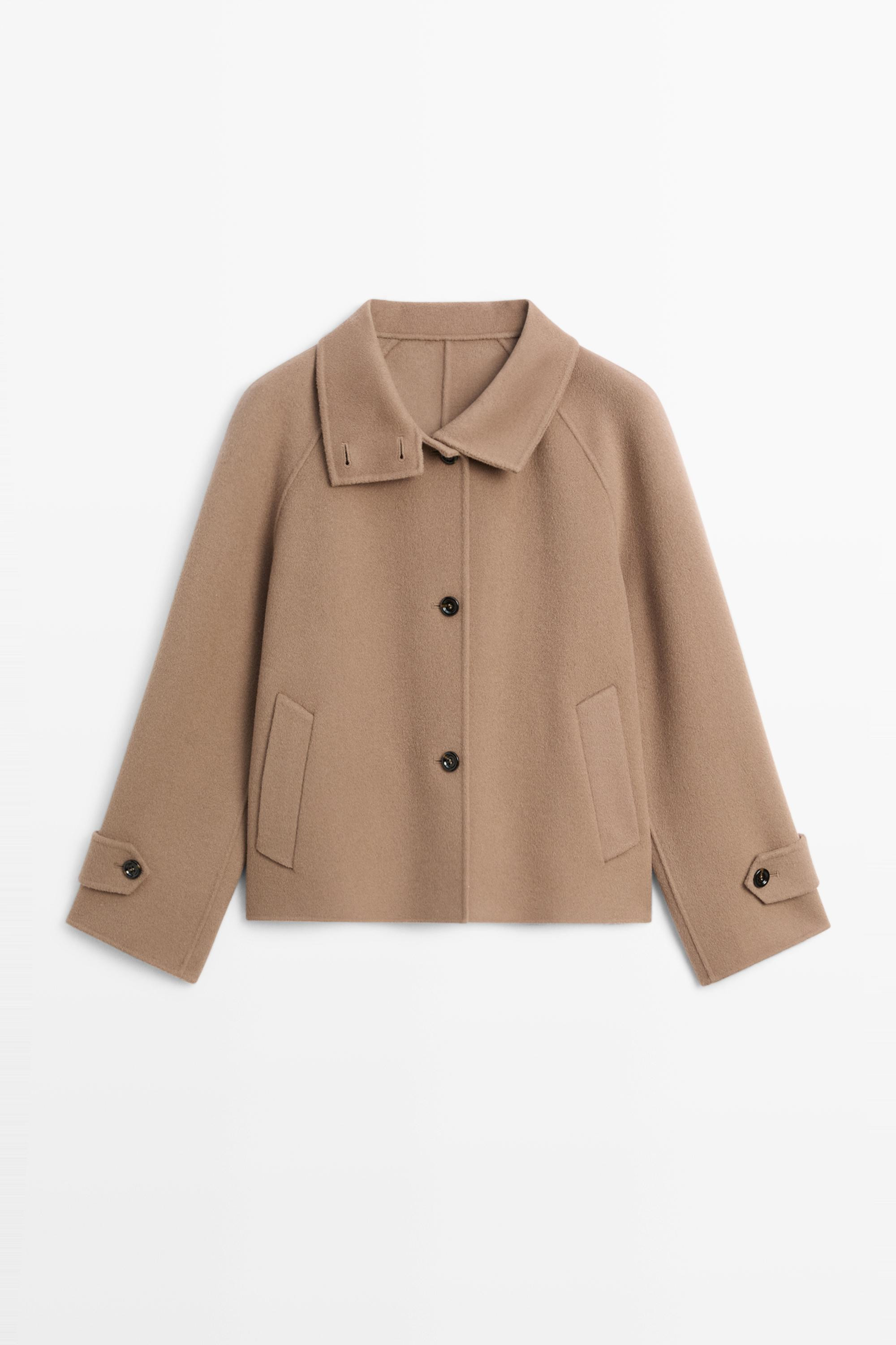 Wool blend cropped high-neck jacket | Massimo Dutti UK
