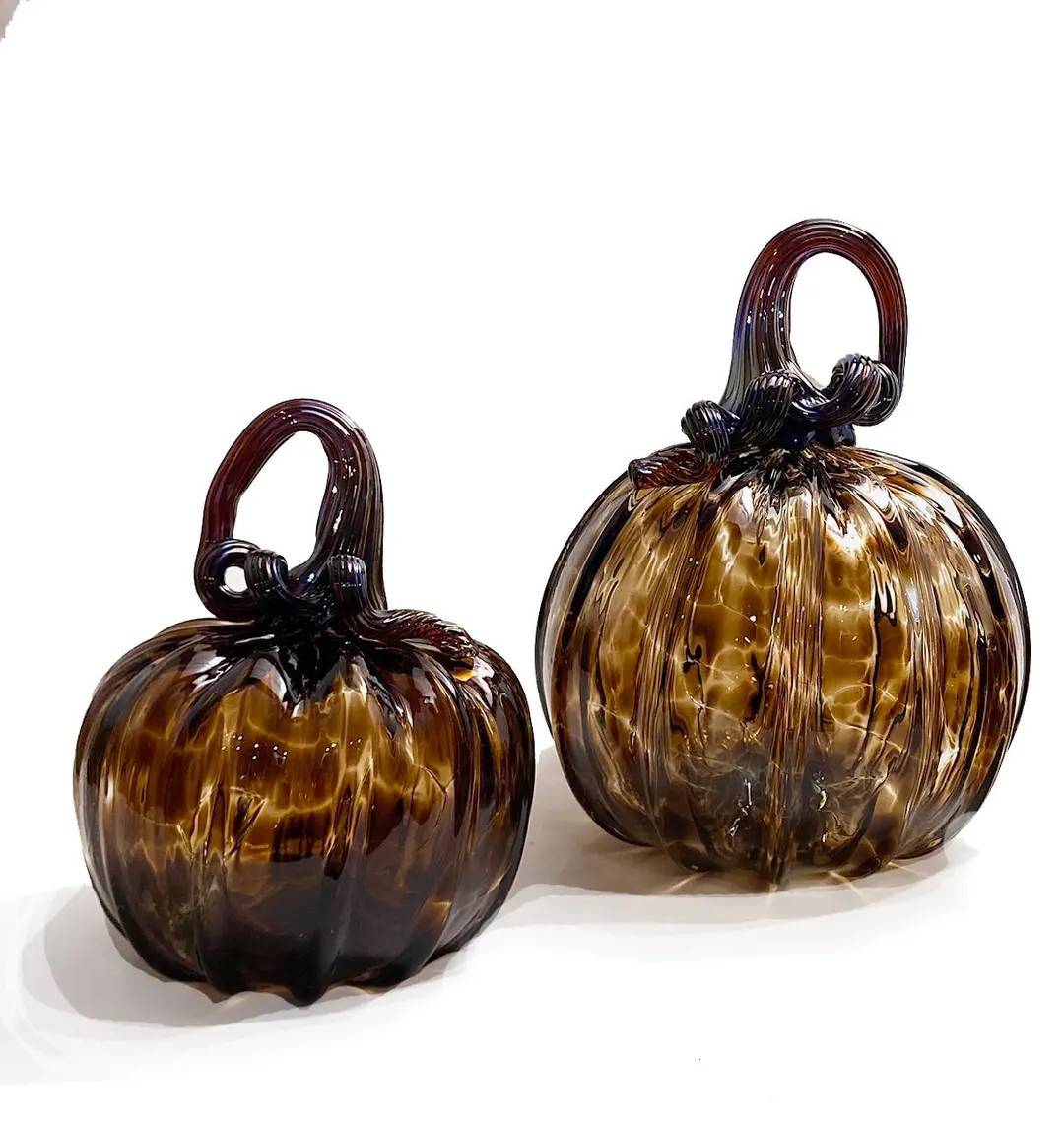 Brown Glass Pumpkin - Etsy | Etsy (US)