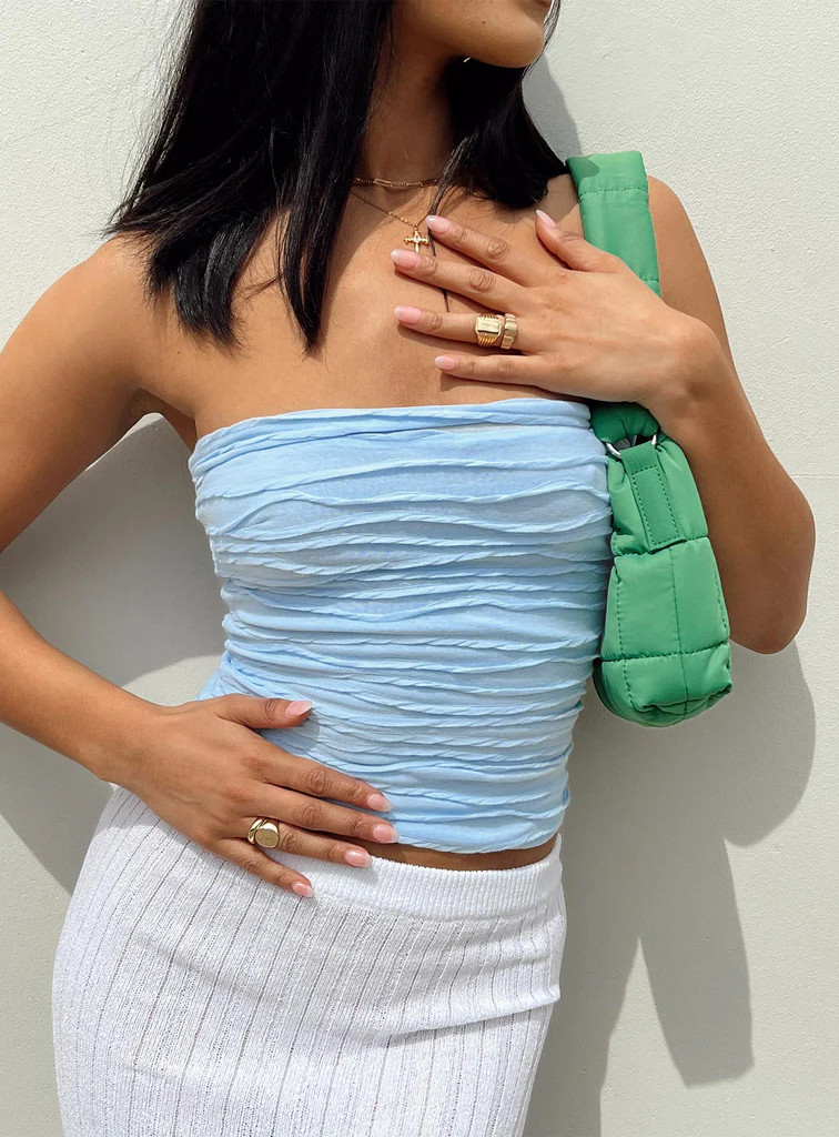 Cecile Strapless Top Blue | Princess Polly US