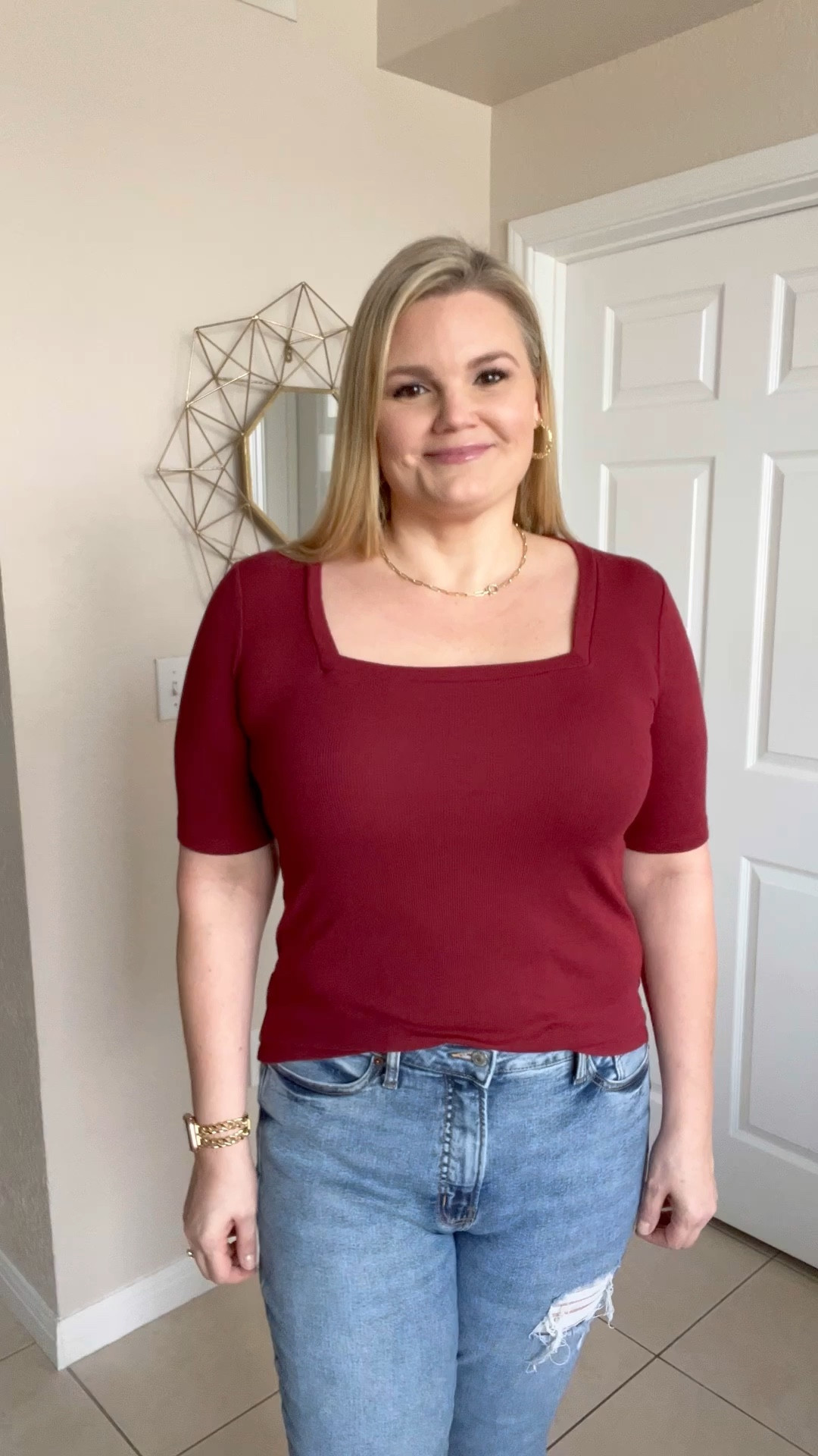 Amazon square neck top. Wearing size large. Fits TTS  

#LTKunder50 #LTKworkwear #LTKstyletip