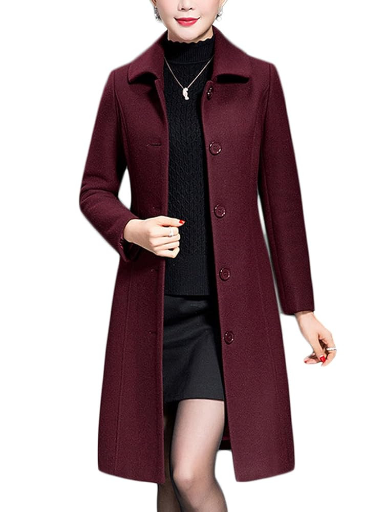 Jenkoon Women's Wool Trench Coat Winter Long Thick Overcoat Walker Coats | Amazon (US)