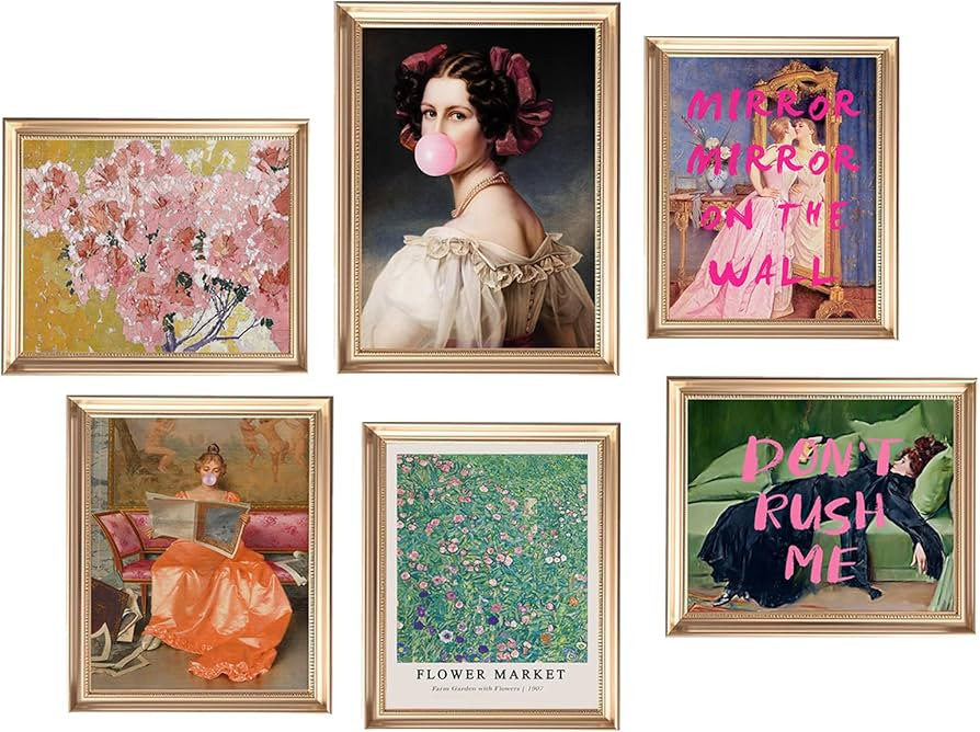 Eclectic Wall Decor Set Of 6, Vintage Eclectic Wall Art Prints, Trendy Colorful Wall Art, Retro M... | Amazon (US)