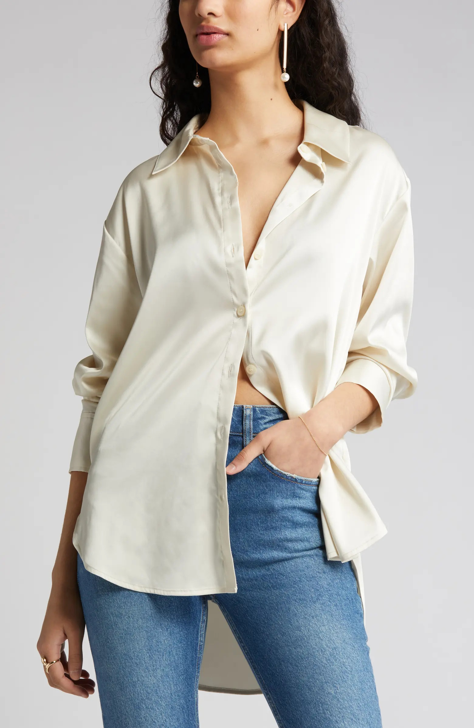Satin Button-Up Shirt | Nordstrom