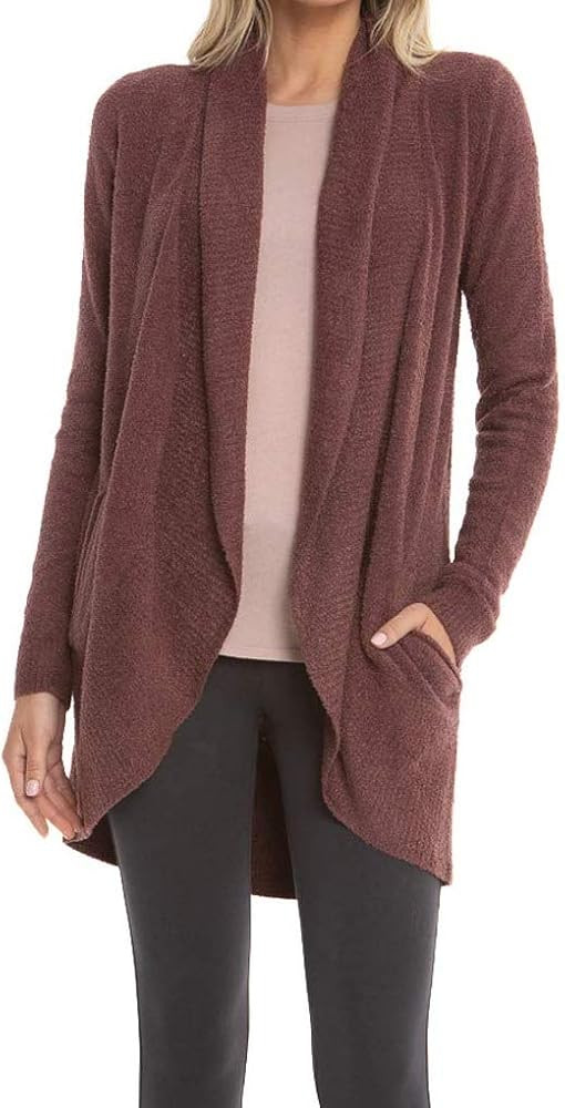 Barefoot Dreams Womens Sweater Brown Small CozyChic Knit Cardigan Red S | Amazon (US)