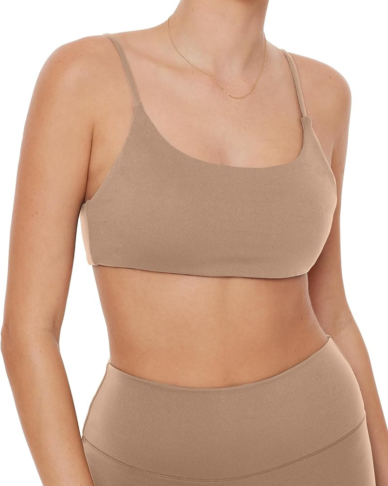 Athleisure Bra | Low Support Scoop Neck Removable Pads Adjustable Straps Women's Lounge Sports Br... | Amazon (US)