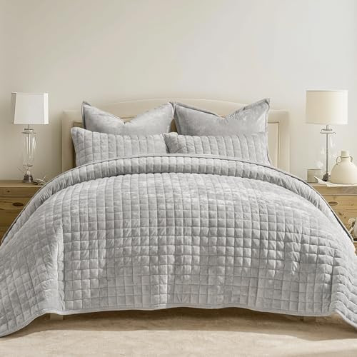 RECYCO Luxury Velvet Quilt Set Full Queen Size Bedding Sets, Ultra Soft Velvet Comforter Set, Lig... | Amazon (US)