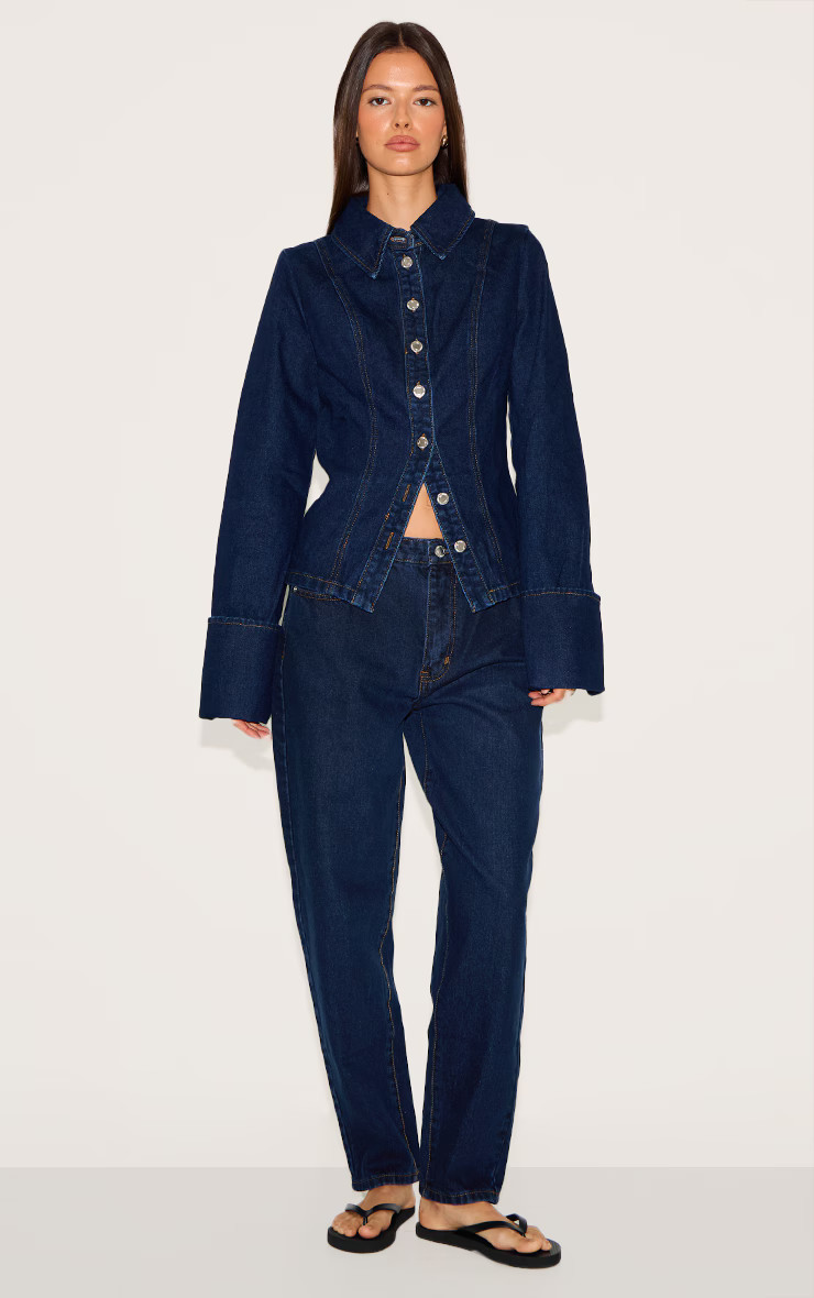 Indigo High Waist Mom Jeans | PrettyLittleThing UK