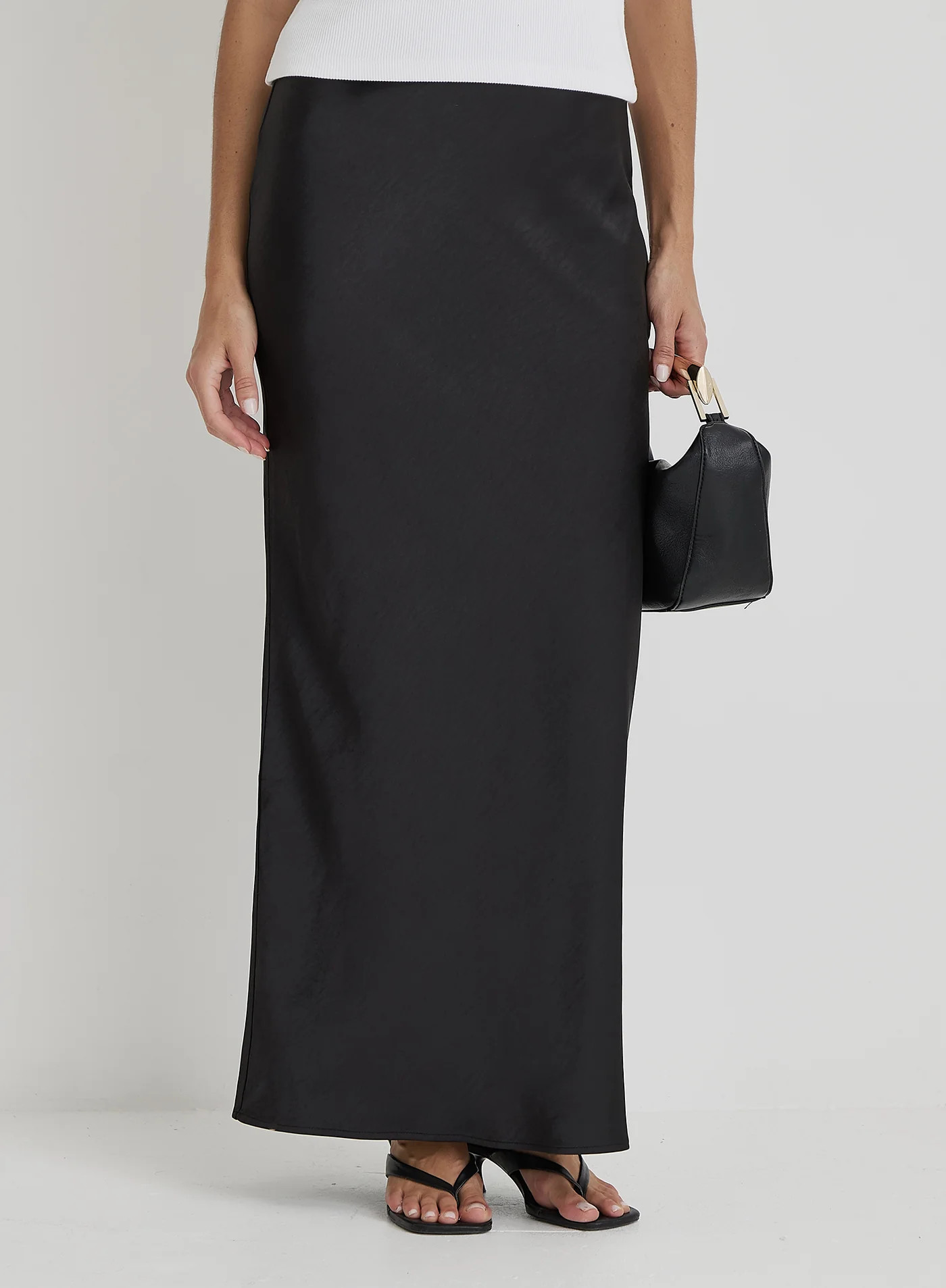 Black Satin Maxi Skirt- Novah | 4th & Reckless