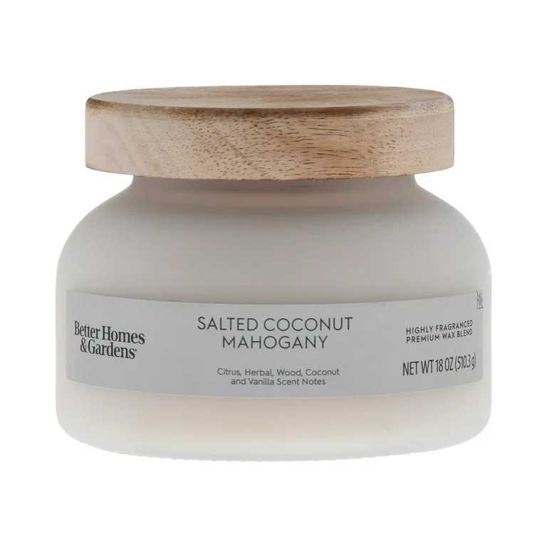 Better Homes & Gardens Vela en Frasco Esmerilado de 2 Mechas con Aroma a Caoba y Coco Salado, 18 ... | Walmart (US)