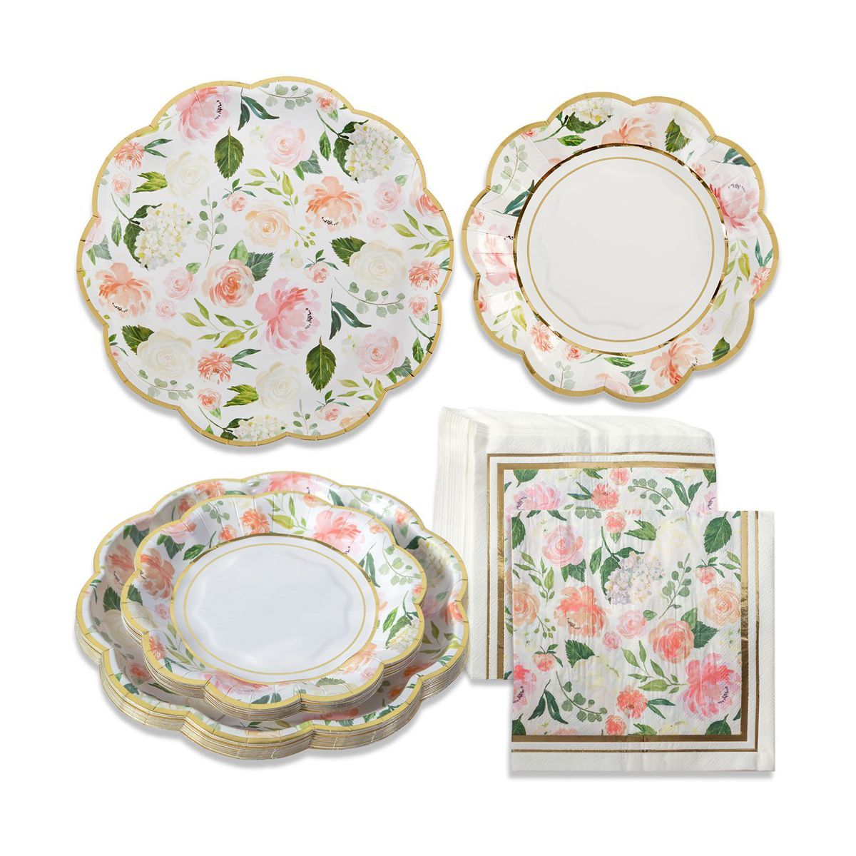 Kate Aspen Pink Floral Brunch 62 piece Tableware Set (16 guests) | 00264NA-KIT | Target