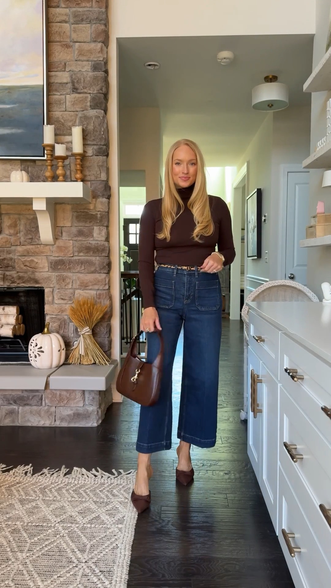 Neutral fall outfit styling these comfy jeans on sale 30% off! I’m wearing a size small and they have a comfortable fit (more medium to light compression) 

#LTKmomlife #LTKCyberWeek #LTKSaleAlert