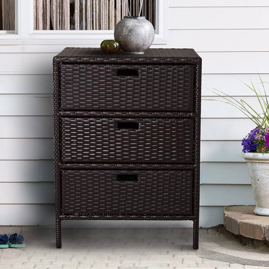 Outsunny Outdoor Towel Cabinet, PE Rattan Pool Storage Organizer, Freestanding Outdoor Towel Rack for Pool with 3 Drawers and Weather Safe Material, Brown.

#LTKHome #LTKFamily #LTKU