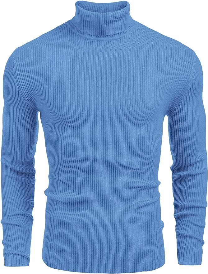 COOFANDY Mens Ribbed Slim Fit Knitted Pullover Turtleneck Sweater | Amazon (US)