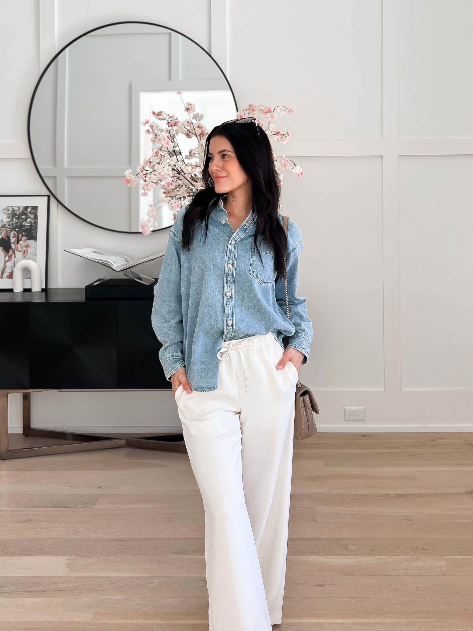 Closet staples- white pants (xs) and chambray shirt (xxs) 

#LTKSpringSale #LTKPetite #LTKmomlife
