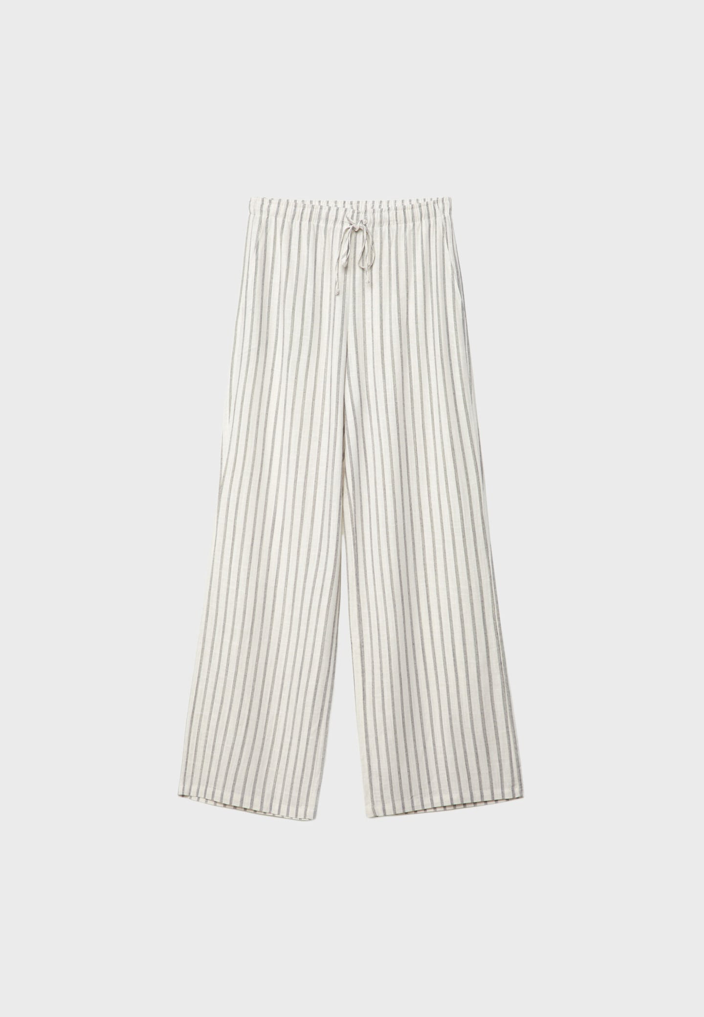Striped flowing linen blend trousers with elasticated waistband | Stradivarius (UK)