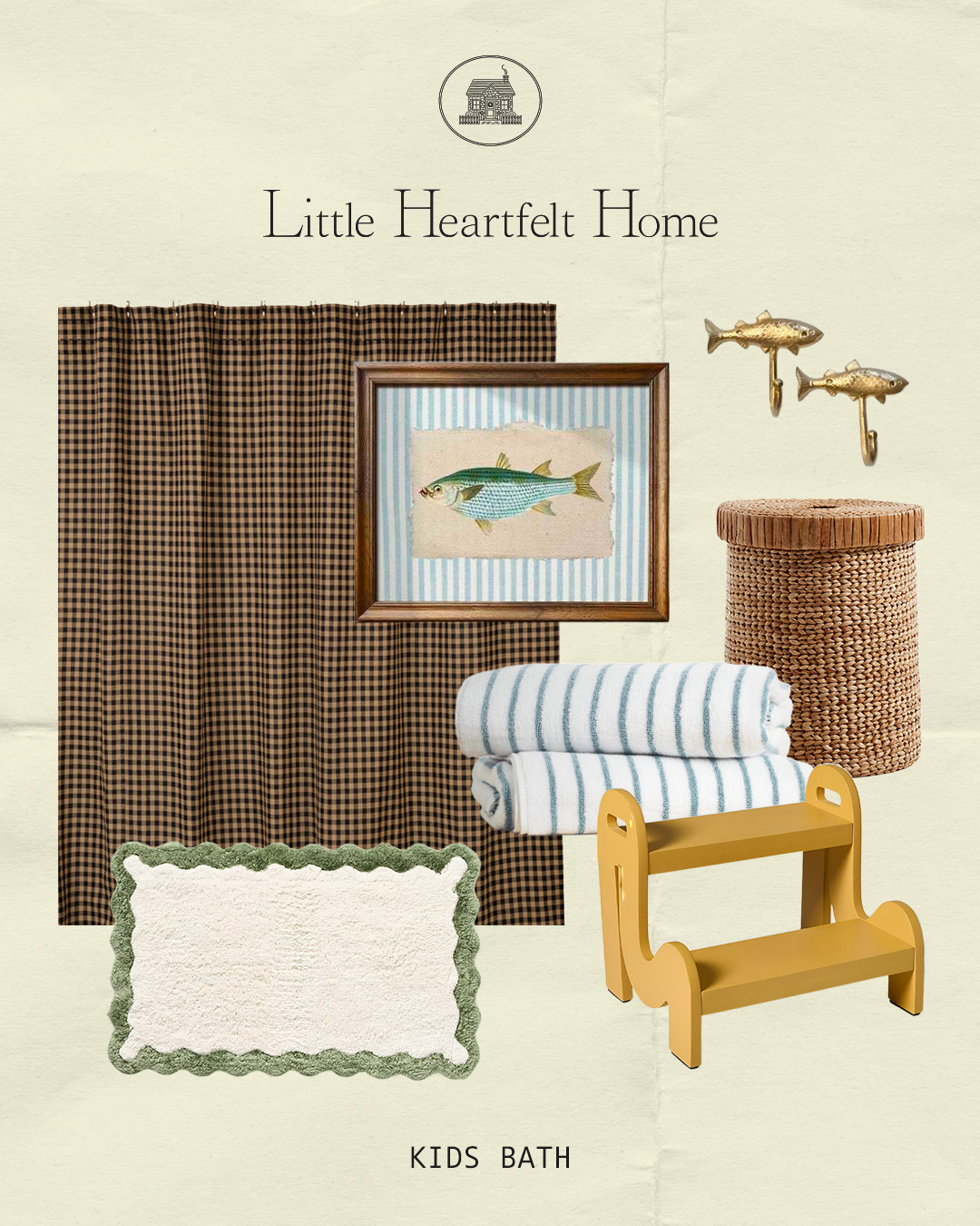 A little coastal cottage moment for the kids’ bath 🐟

Fish print, fish hooks, dark gingham shower curtain, a pop of yellow, and the sweetest green scallop bath mat.

Would be so cute for a shared kids’ bathroom or a little cottage feel space. 

 #LTKcanada #LTKhome #LTKkids