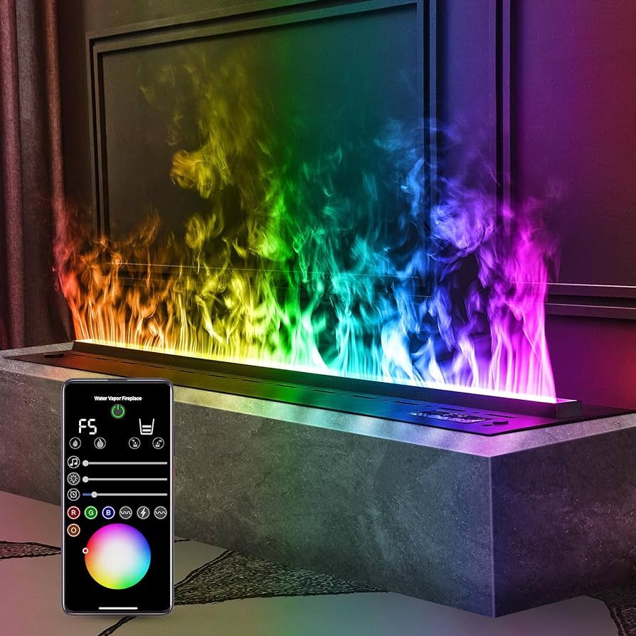 APP RGB Electric Fireplace 3D Water Vapor Fireplace Recessed Multicolour Realistic Atomized Flame... | Amazon (US)