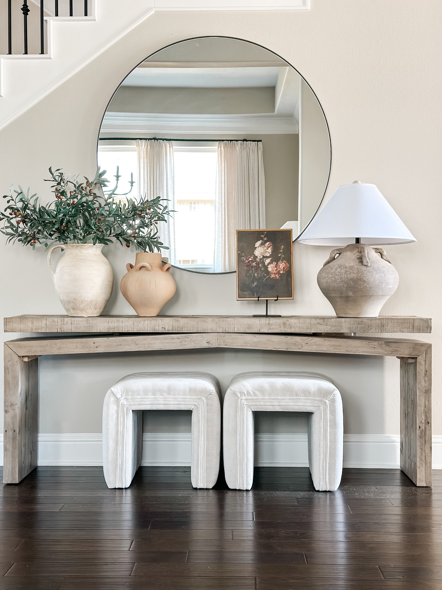 Entryway refresh! Added my ottomans from Kathy Kuo, my new vases from pottery barn and my easel and cute Amazon art!! Get the look here!! 

#LTKSeasonal #LTKhome #LTKstyletip