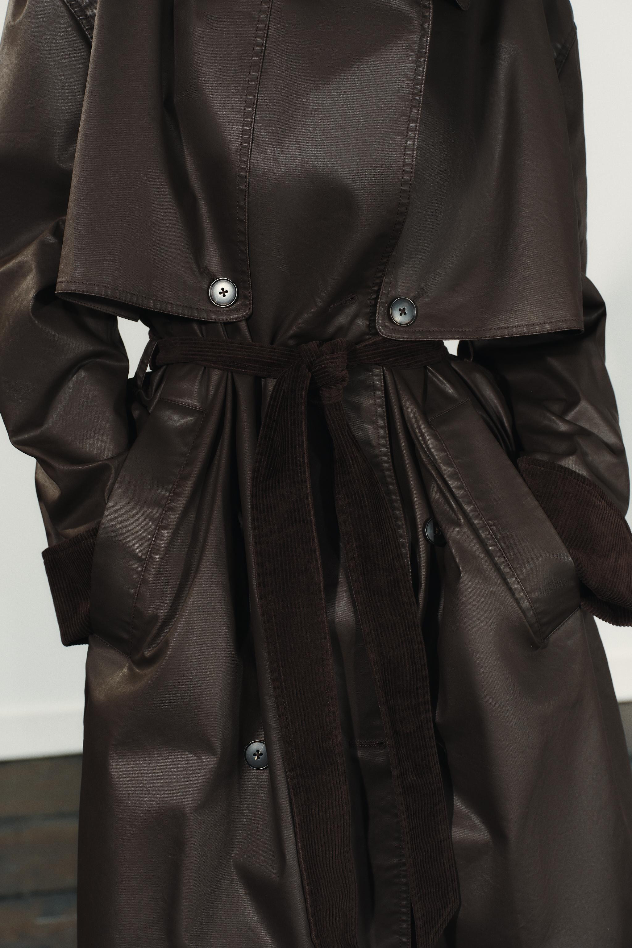 WAXED TRENCH COAT WITH CORDUROY CUFFS | Zara US