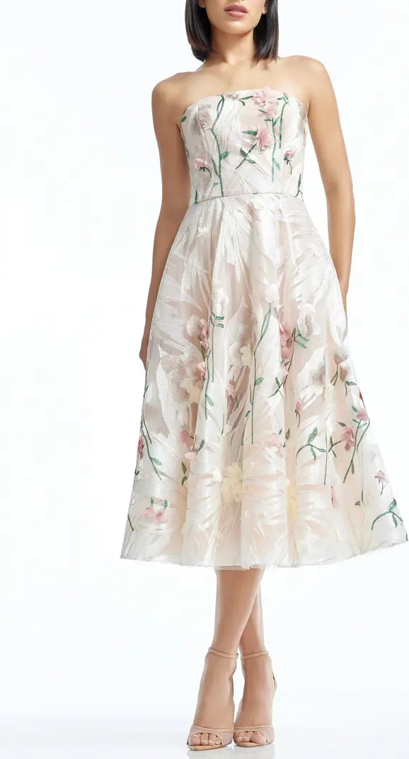Dress the Population Kailyn Floral Appliqué Strapless Cocktail Dress | Nordstrom | Nordstrom
