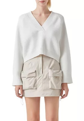 Grey Lab Women's V-neck Cropped Knit Sweater, Small | Belk