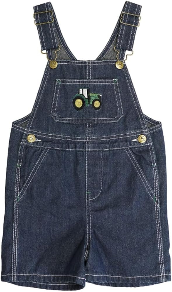 John Deere Blue Denim Overall Shorts Embroidered Tractor Shortall Sizes 2T 3T 4T | Amazon (US)
