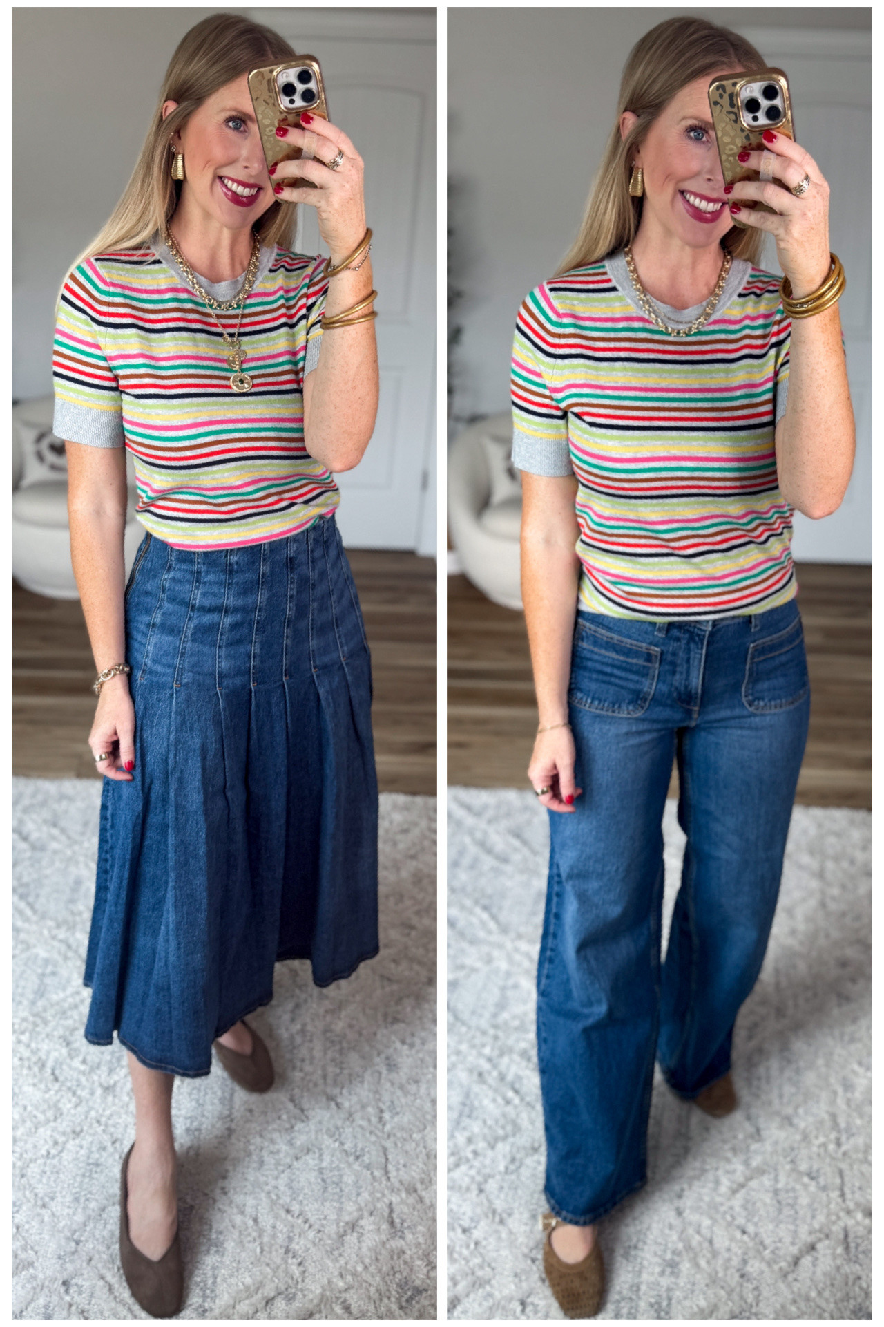 2 ways to style this short sleeve striped sweater from Walmart!

#LTKootd