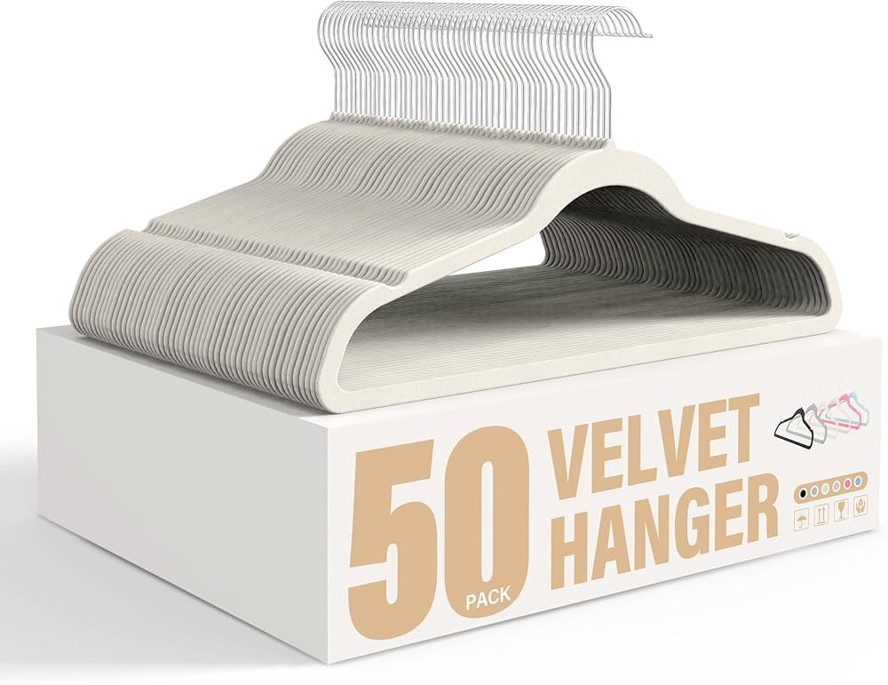 Simple Deluxe Velvet Hangers 50 Pack, Non-Slip Clothes Hangers with Shoulder Notches, 360° Swive... | Amazon (US)