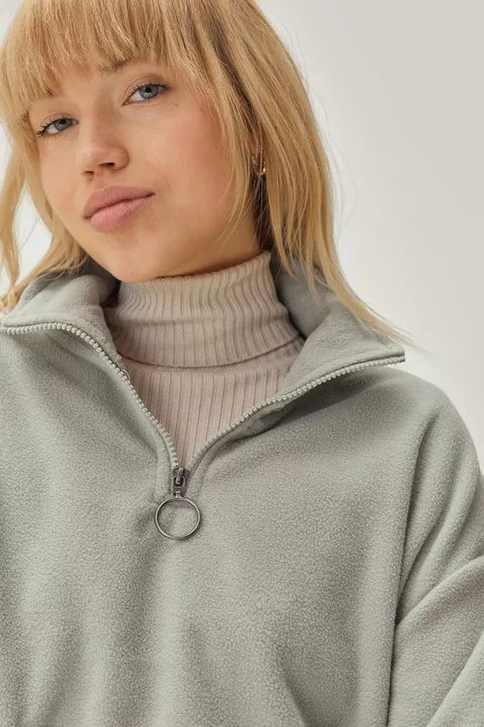 O Ring Zip Pull Fleece Sweatshirt | Nasty Gal (US)