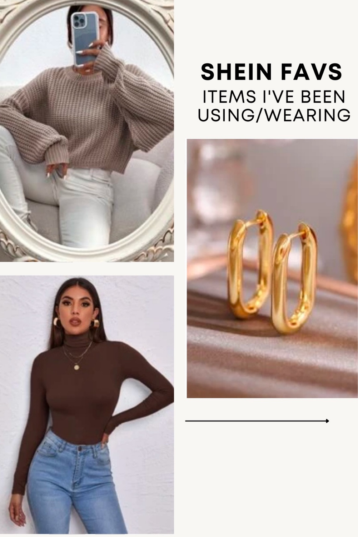 shein, shein home finds, shein fashion, shein bae, jewelry, shein jewelry, jewelry find, earrings, gold earrings, gold hoops, amazon finds, turtleneck, shein clothing, brown turtleneck, outfit inspo, winter fashion, cropped sweater, brown cropped sweater

#LTKunder50 #LTKfit #LTKFind