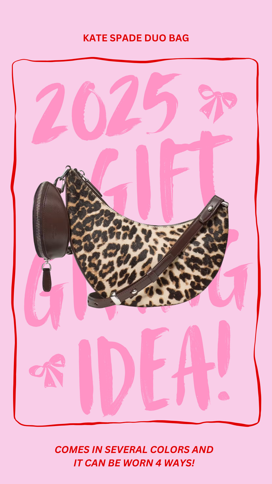 this purse is one of my most used items of 2025, it can be worn 4 ways and would make an amazing gift 🎁 // kate spade cross body, leopard print bag, christmas gift idea 

 #LTKGiftGuide #LTKStyleTip #LTKWorkwear