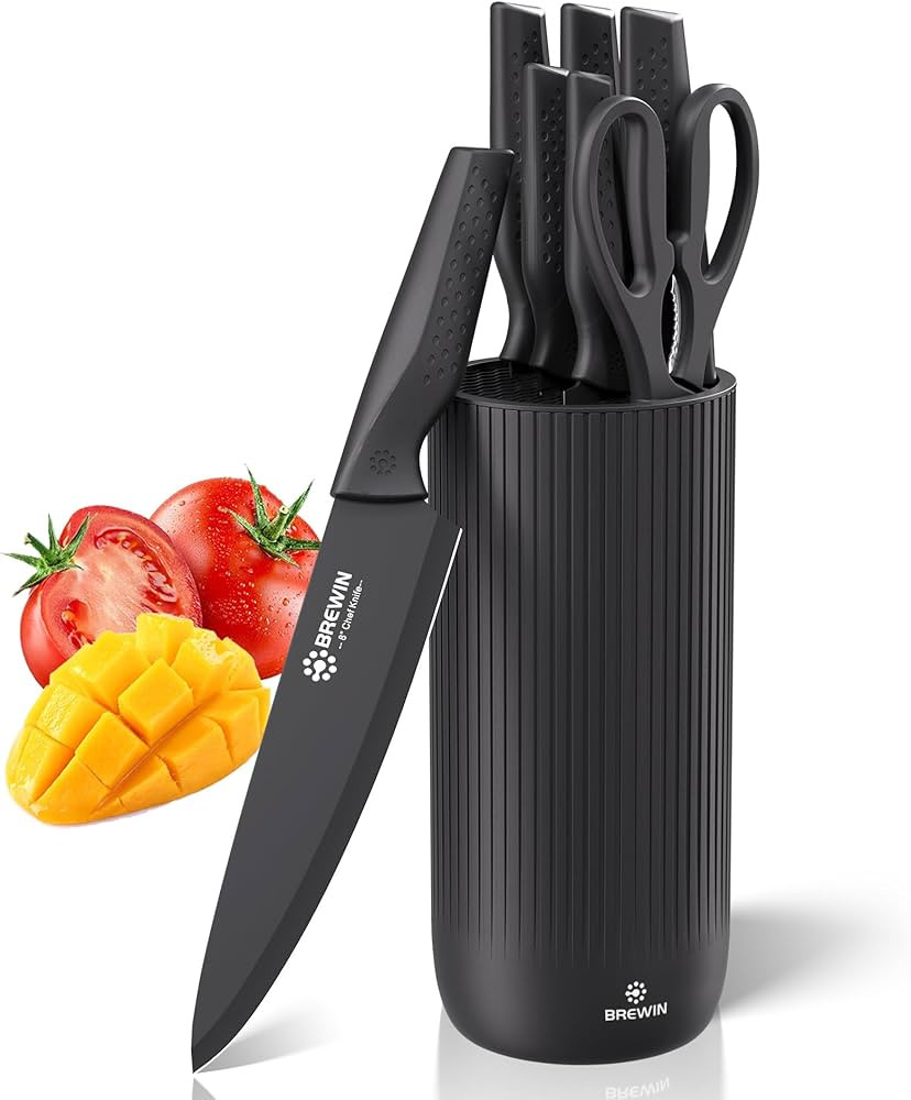 Brewin Knife Set, Kitchen Knife Set, Knives Set for Kitchen, Universal Knife Block, Utility Knife Block Set, New Home Essentials, Apartment Essentials, Dishwasher Safe | Amazon (US)