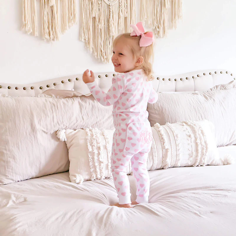 Darling Hearts Print Zip Sleeper | Classic Whimsy