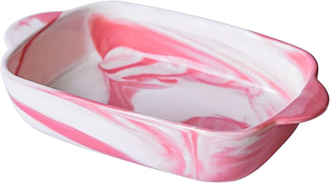 Yundu Pink Marble Ceramics Baking Dish for Oven, Small Rectangular Casserole Dish for Cooking, Se... | Amazon (US)