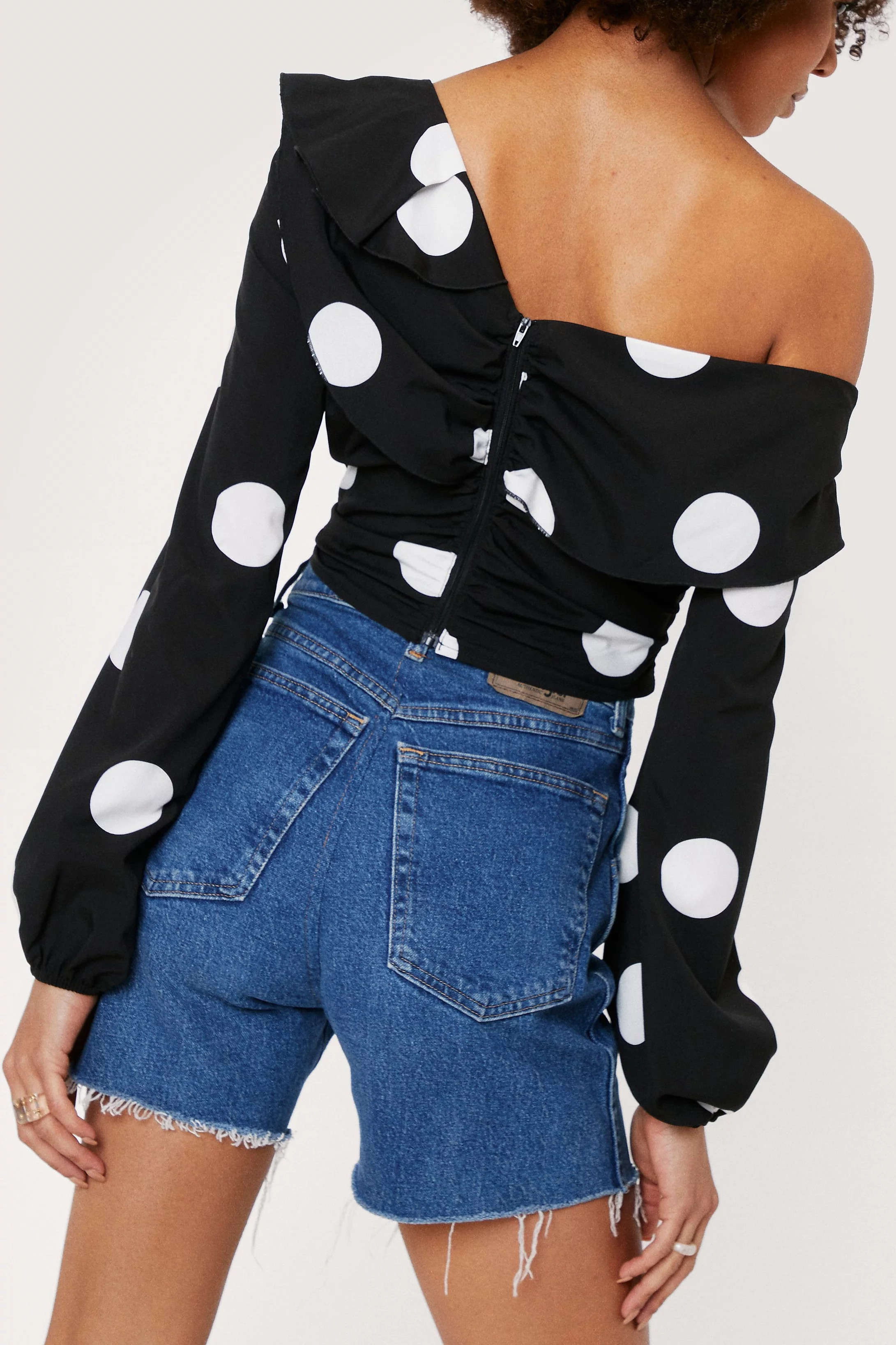 Asymmetric One Shoulder Polka Dot Wrap Blouse | Nasty Gal (US)
