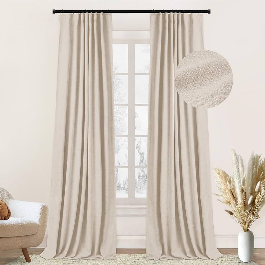 zeerobee 100% Black Out Curtains for Bedroom Window Linen Black Out Curtains 96 Inch Long 2 Panel... | Amazon (US)